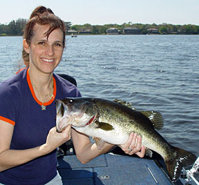 Largemouth Bass caught by lady angler at Lake Tarpon Florida